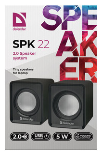Акустическая система Defender SPK 22 черный  5 Вт питание от USB (65503) 65503