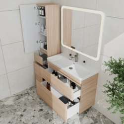 Мебель для ванной Style line Атлантика Люкс 100 напольная  ясень перламутр