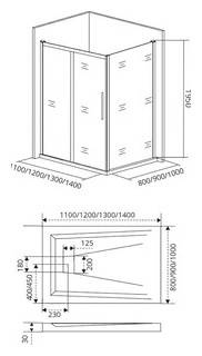Душевой уголок Good Door Idea WTW+SP 120x100 прозрачный  черный ИД00009 + ИД00014