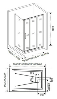 Душевой уголок Good Door Orion WTW+SP 130x80 прозрачный  хром ОР00007 + ОР00010