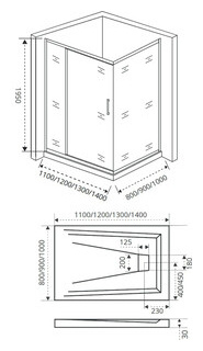 Душевой уголок Good Door Antares WTW+SP+SP 100x80 с поддоном  прозрачный хром АН00018 + АН00007 ЛП00216