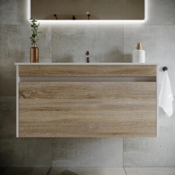Мебель для ванной Sancos Smart 100 два ящика  дуб бардолино/белый