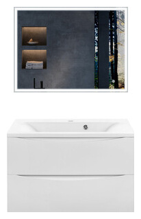 Мебель для ванной Vincea Mia 80х45 G White  белая раковина