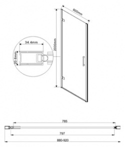 Душевая дверь Vincea Flex VDP 1F 90х200 прозрачная  хром (VDP 1F900CL) 1F900CL