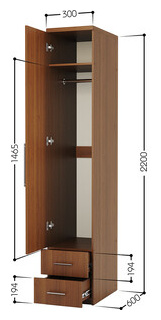 Шкаф для одежды с ящиками Шарм Дизайн Мелодия МШЯ 11 30х60 орех