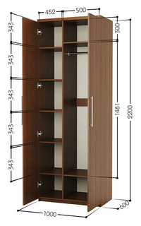 Шкаф комбинированный Шарм Дизайн Комфорт МК 22 100х60 с зеркалом  орех
