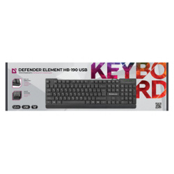 Клавиатура Defender Проводная Element HB 190 USB RU  черный полноразмерная (45191) 45191
