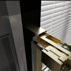 Душевая дверь Veconi Premium Trento PTD 30G 140х200 прозрачная  брашированное золото (PTD30 G 140 01 C4) PTD30 C4