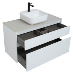 Мебель для ванной Aquanet Nova Lite 100 два ящика  белый глянец/серая