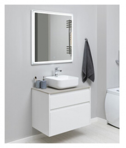 Мебель для ванной Aquanet Nova Lite 75 два ящика  белый глянец/серая