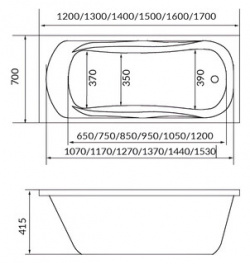 Акриловая ванна 1Marka Classic 160х70 с каркасом (01кл1670 А  03пу1670)