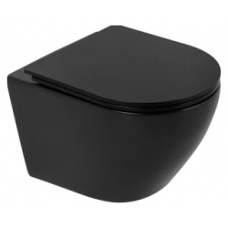 Комплект унитаза BelBagno Colorato с инсталляцией  черной кнопкой сиденье микролифт черный матовый
