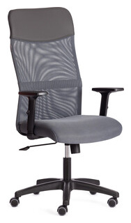 Кресло TetChair PRACTIC PLT ткань/кож/зам  серый/металлик TW 12/W 12/36 (21416) 21416