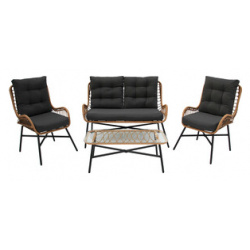 Набор мебели Garden story Калипсо (стол+2 кресла+диван ротанг темно коричневый  подушки серые) (GS055) GS055