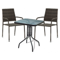 Набор мебели Garden story Гарда мини 2 (2 стула+стол  каркас черный ротанг серый) (GS019 SC 073) GS019 073