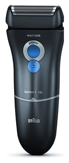 Электробритва Braun 130 Series 1 черный/синий Система бритья сеточная  Питание