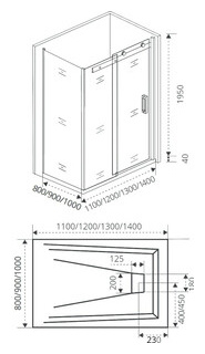 Душевой уголок Good Door Altair WTW+SP 140х80 с поддоном  прозрачный хром АЛ00004 + АЛ00010 ЛП00085