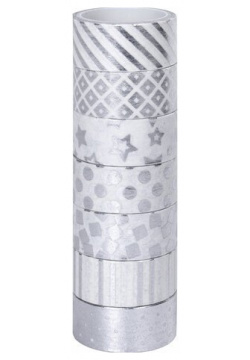 Бумажные клейкие ленты для скрапбукинга и декора "Серебристые" 