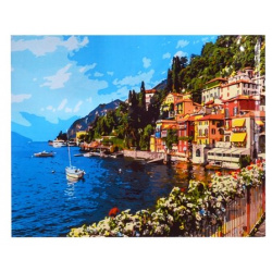 Рисование по номерам "Городок на озере Комо  Италия" 40х50 см
