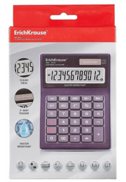 Калькулятор настольный 12 разрядов водонепроницаемый WC 612  в коробке ErichKrause