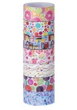 Клейкие WASHI ленты для декора "Микс №2"  15 мм х 3 м 7 цветов рисовая бумага