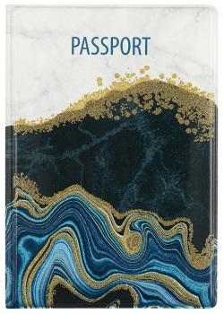 Обложка для паспорта Мрамор серый с черным 