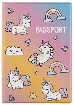 Обложка для паспорта «Единороги и облачка»  9 х 13 см