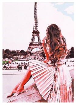 Холст с красками по номерам "Мечты о Париже"  30 х 40 см