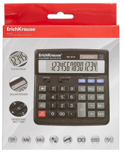 Калькулятор настольный 14 разрядов ErichKrause® DC 414  в коробке ErichKrause