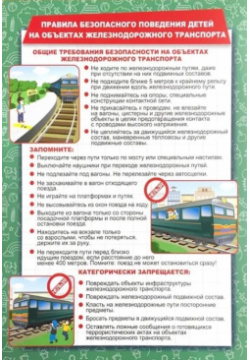 Тематический плакат "Правила безопасного поведения детей на объектах железнодорожного транспорта" 