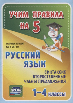 Русский язык  Синтаксис Второстепенные члены предложения 1 4 классы: Таблица плакат 420х297