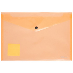 Папка конверт A4 на кнопке "Glossy Neon" полупрозр пластик  оранжевый Erich Krause