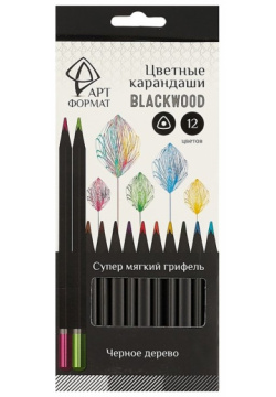 Набор цветн каранд АРТформат Blackwood 12 цв  супер мягкий грифель трехгранные черное дерево