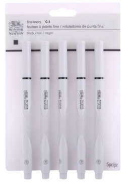 Ручки капиллярные линеры 5шт 0 1мм  пласт кор Winsor&Newton