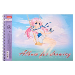 Альбом для рисования 24л А4 "Волшебный мир аниме" карт обл  ассорти