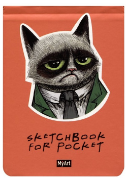 Скетчбук А6 48л "Sketchbook for Pocket  Грустный котик" 120г/м2 резинка тв обложка