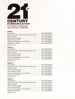 21st Century Communication  Listening Speaking and Critical Thinking Student Book 1 978 337 27580 4