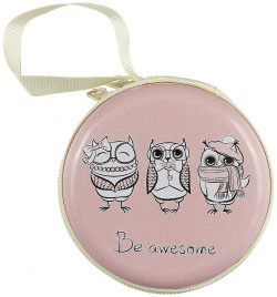 Монетница «Be awesome: совы»  7 см Маленькая сумочка для монет с милыми совятами