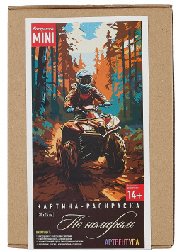 Картина раскраска по номерам Mini "Квадроциклист в лесу" (20х14 см) 