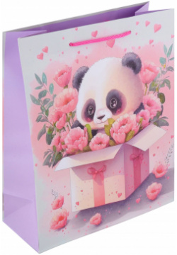 Пакет А4 32*26*12 "Панда в цветах" дет  бум мат ламинат Панда цветах