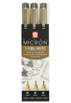 Ручки капиллярные «Pigma Micron»  Sakura 3 штуки