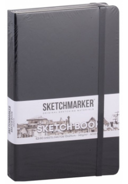Скетчбук 13*21 80л "Sketchmarker" черный  нелинованн 140г/м2 слоновая кость тв обл