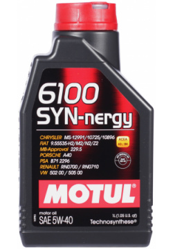 Моторное масло Motul 6100 SYN NERGY 5W 40  1 л