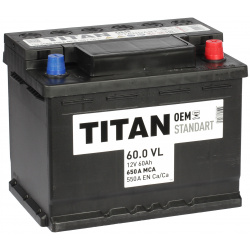 Автомобильный аккумулятор Titan Standart 60 Ач обратная полярность L2 6СТ 0 VL