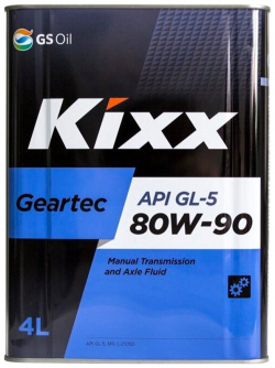 Масло трансмиссионное Kixx Geartec GL 5 80W90 4л 