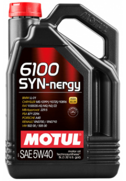 Моторное масло Motul 6100 SYN NERGY 5W 40  5 л