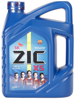 Моторное масло ZIC X5 10W 40  4 л — полусинтетическое