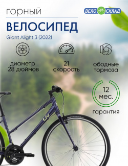 Женский велосипед Giant Alight 3  год 2022 цвет Синий ростовка 19 5