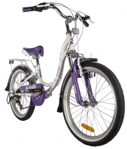 Детский велосипед Novatrack Butterfly 20 6 V  год 2022 цвет Белый Фиолетовый