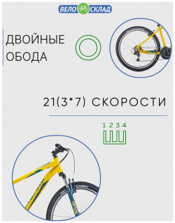 Горный велосипед Forward Apache 27 5 1 2  год 2022 цвет Желтый Зеленый ростовка 17